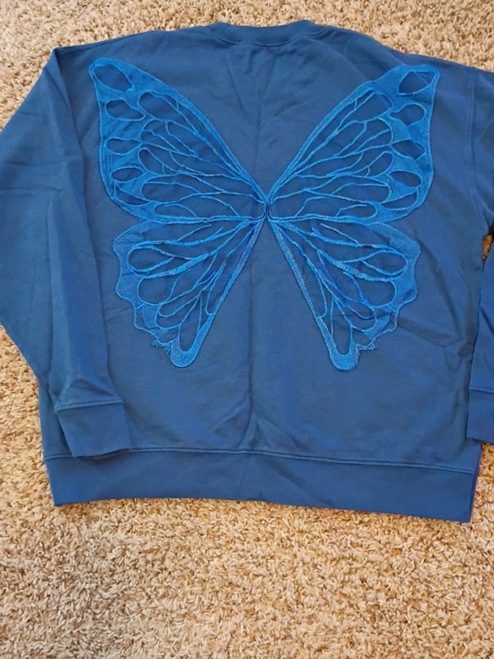Tricia Fix Tops - Tricia Fix Teal Butterfly Design Crewneck Sweater